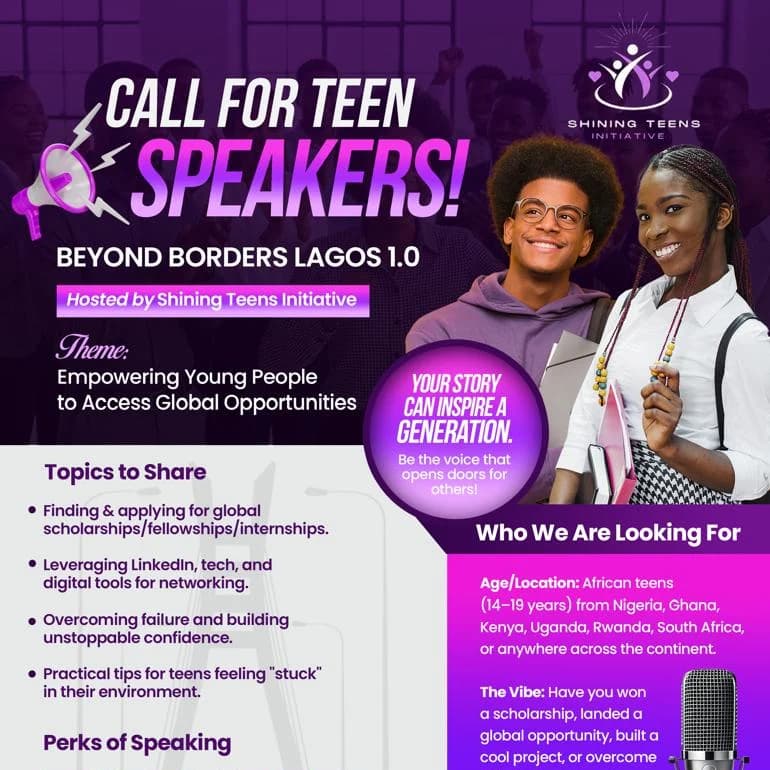 Call for Teen Speakers.