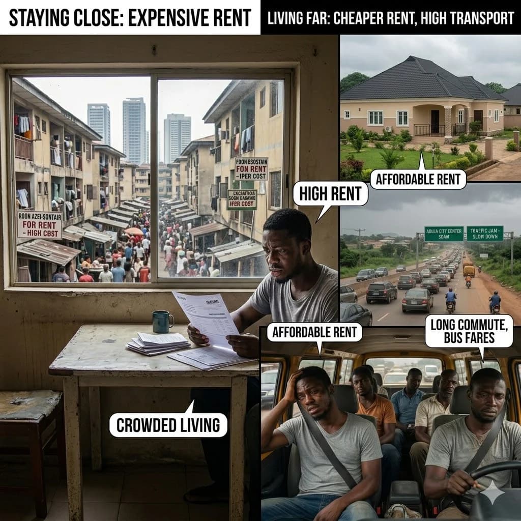 Is living far cheaper or staying close Expensive in Nigeria?