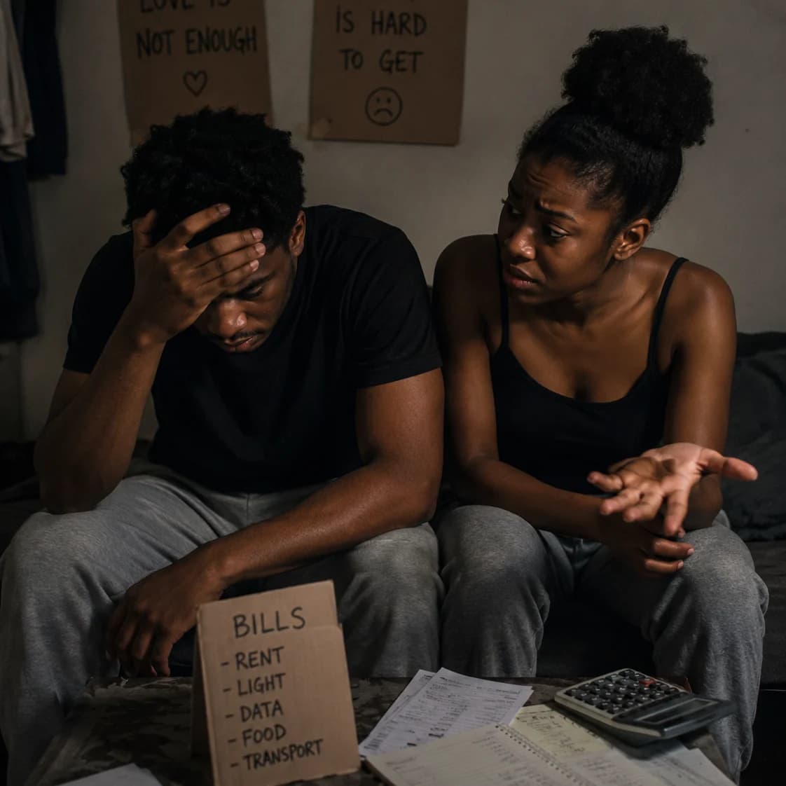 Love without money is stressful