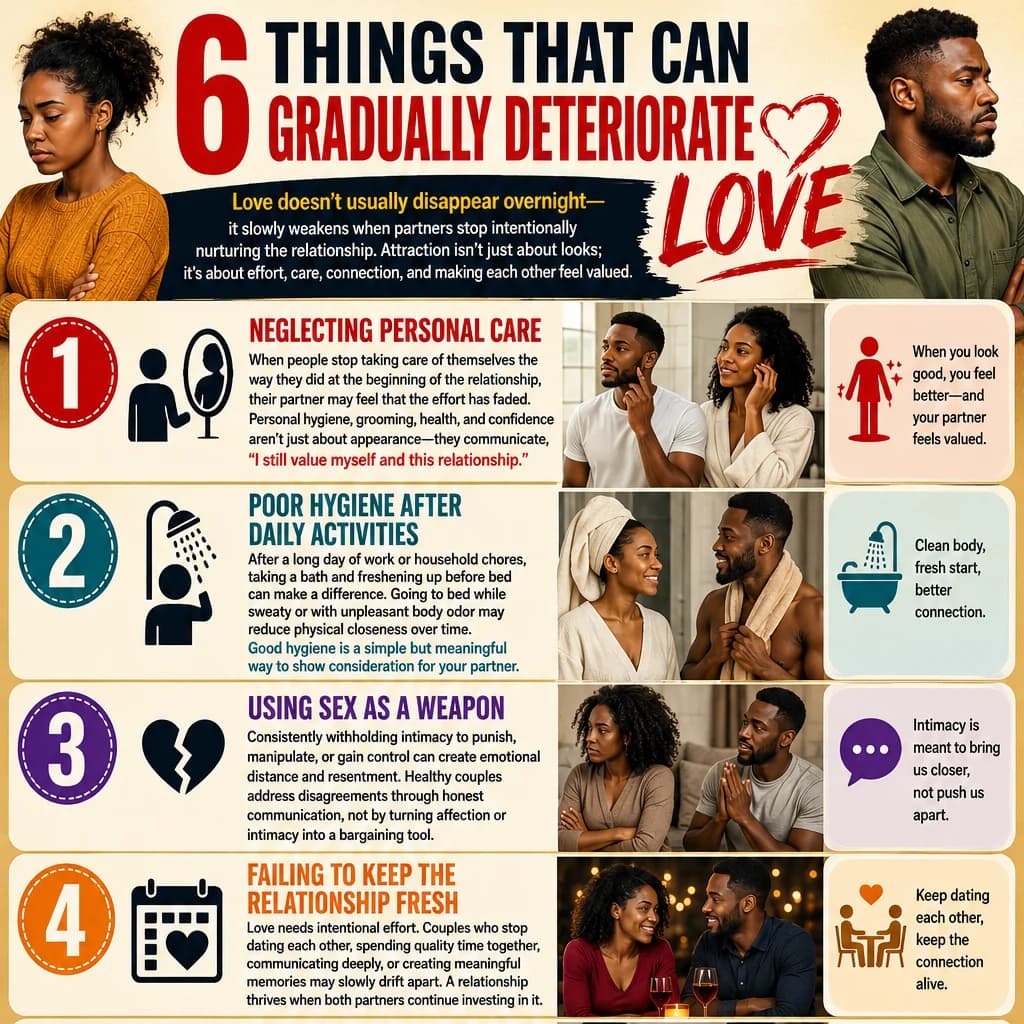 Love doesn't disappear overnight, it slowly weakens when partners stops nurturing