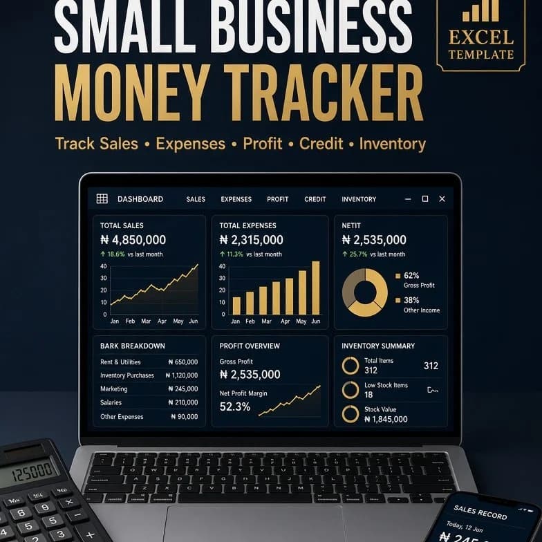 Small Business Money Tracker – Sales, Expenses & Profit Excel Template