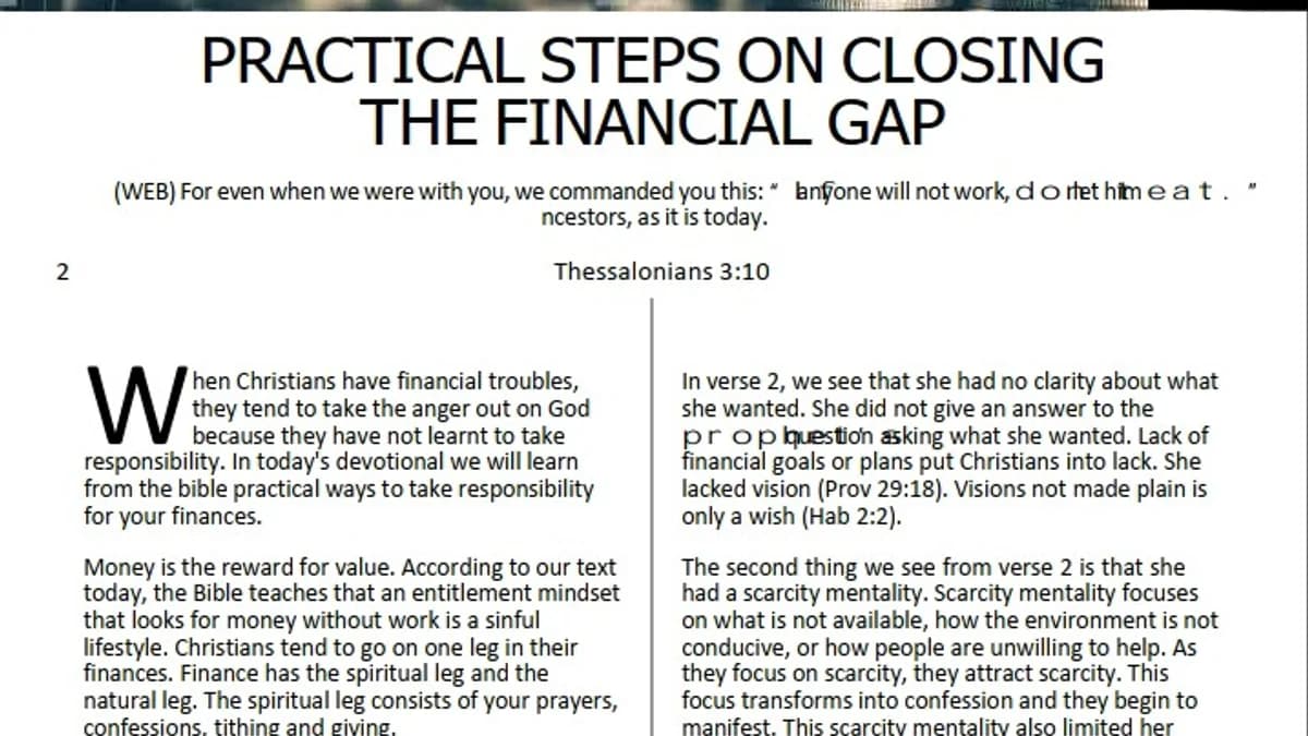 Practical Steps On Closing the Financial Gap