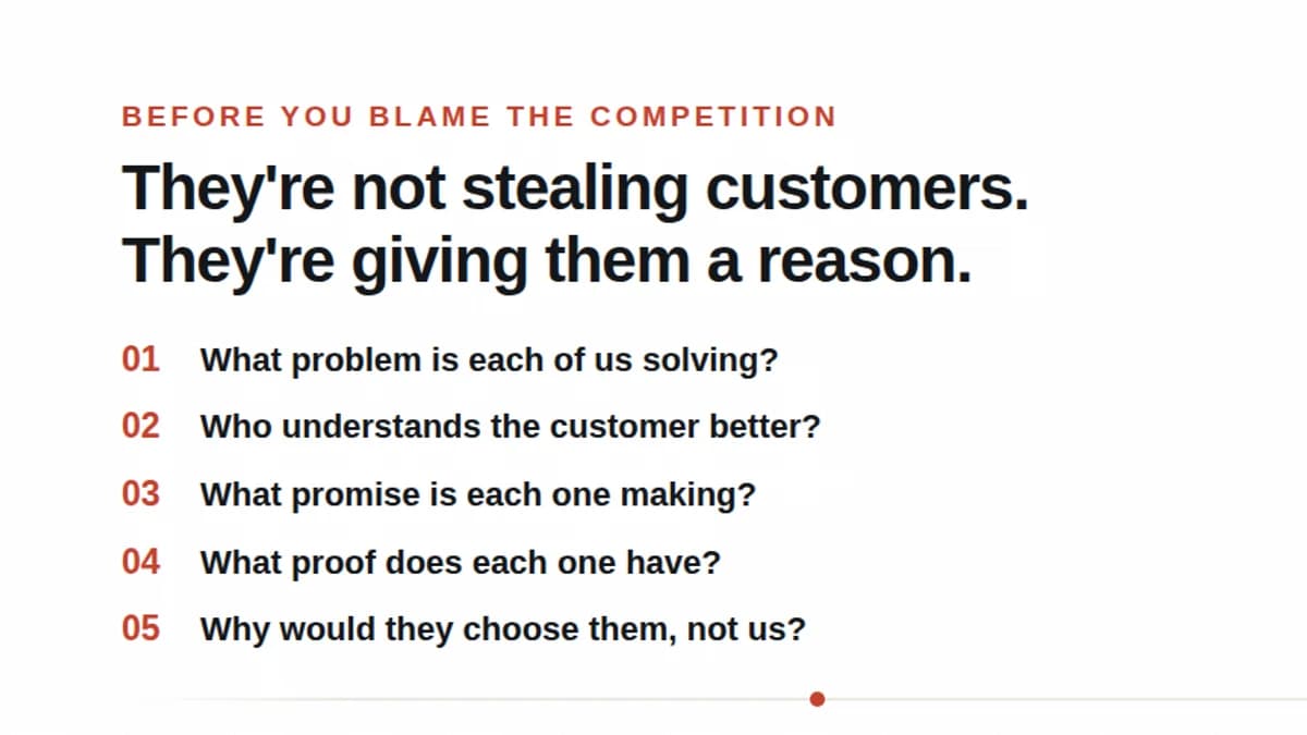 Your competitor isn't always taking your customers. Sometimes, you're giving them away.