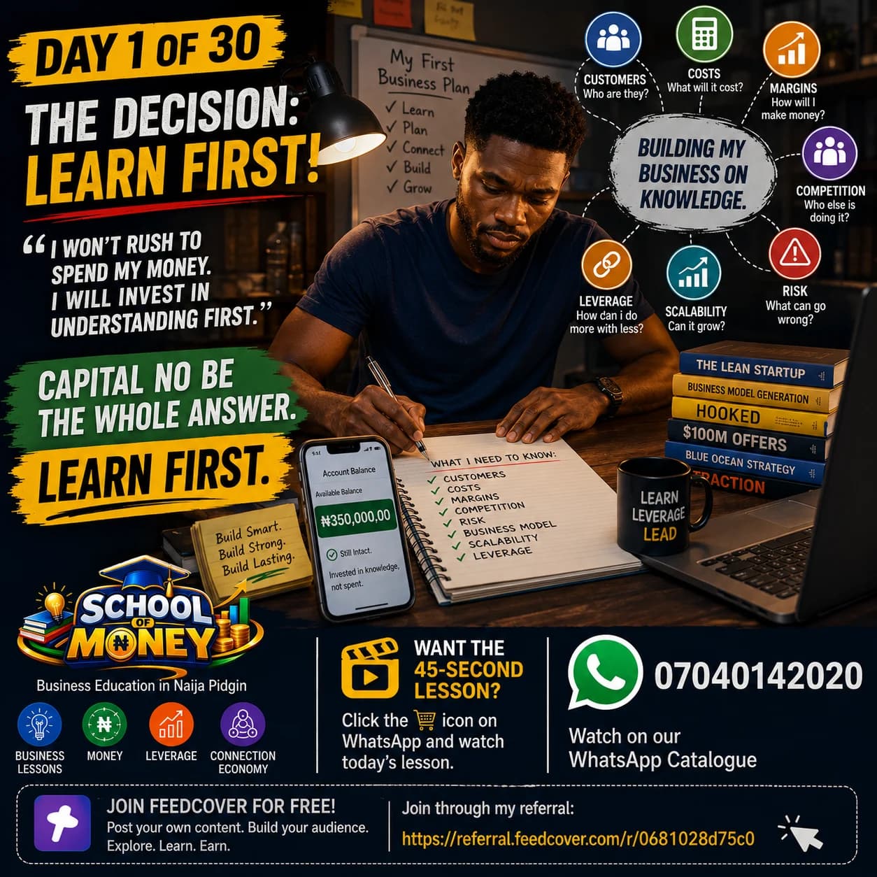 💼 SCHOOL OF MONEY — DAY 1 OF 30 | CAPITAL NO DEY? LEARN FIRST!