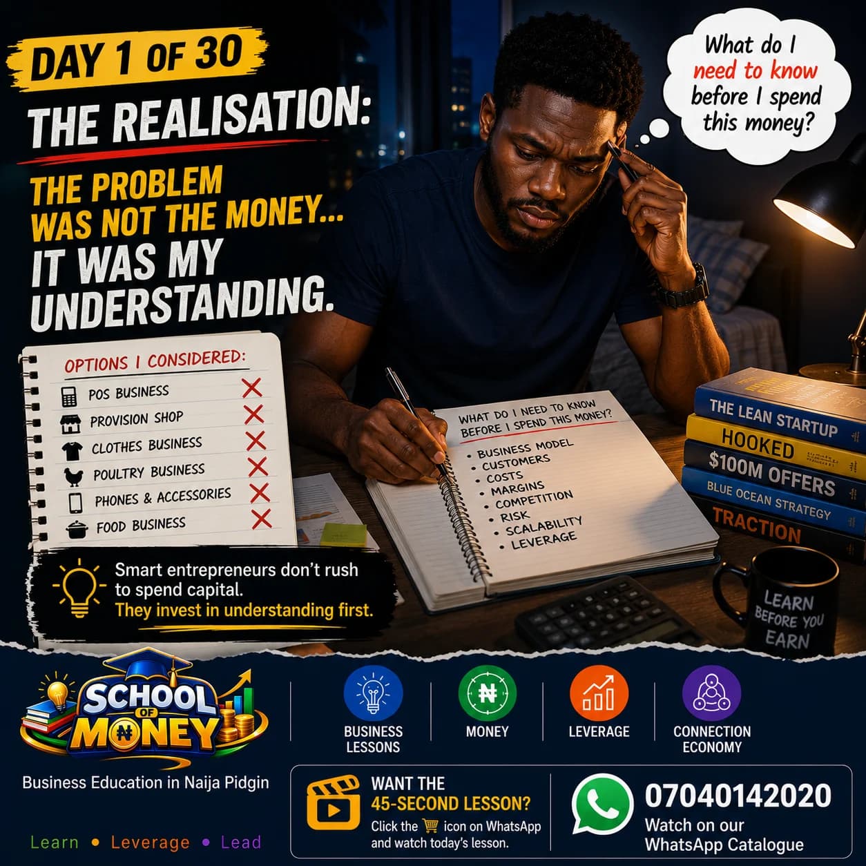 💼 SCHOOL OF MONEY — DAY 1 OF 30 | CAPITAL NO DEY? LEARN FIRST!