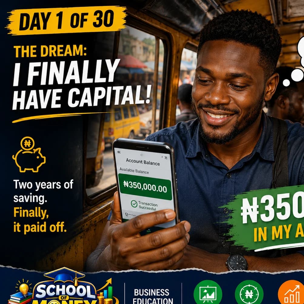 💼 SCHOOL OF MONEY — DAY 1 OF 30 | CAPITAL NO DEY? LEARN FIRST!